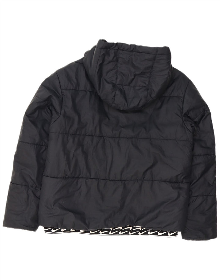 Nike Womens Graphic Hooded Padded Jacket UK 16 Large Black Polyester