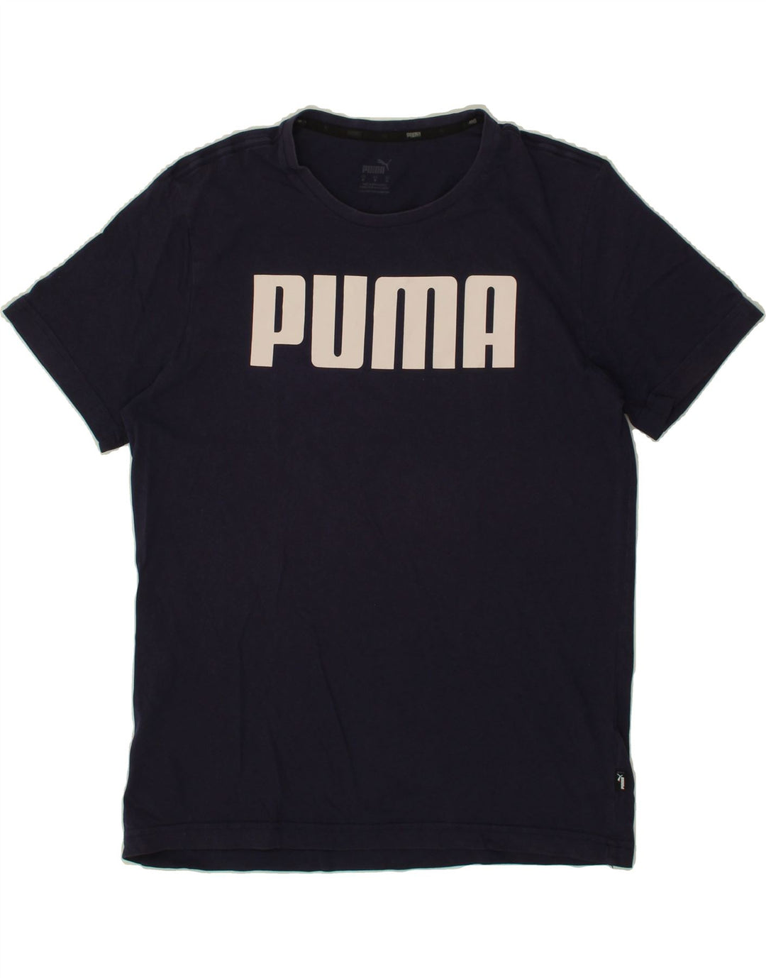 PUMA Mens Graphic T-Shirt Top Medium Navy Blue Cotton Vintage Puma and Second-Hand Puma from Messina Hembry 