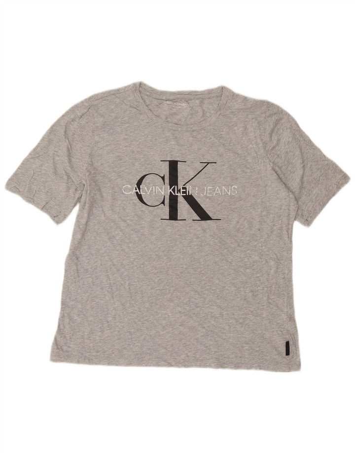 Calvin Klein Womens Graphic T-Shirt Top UK 18 XL Grey Cotton