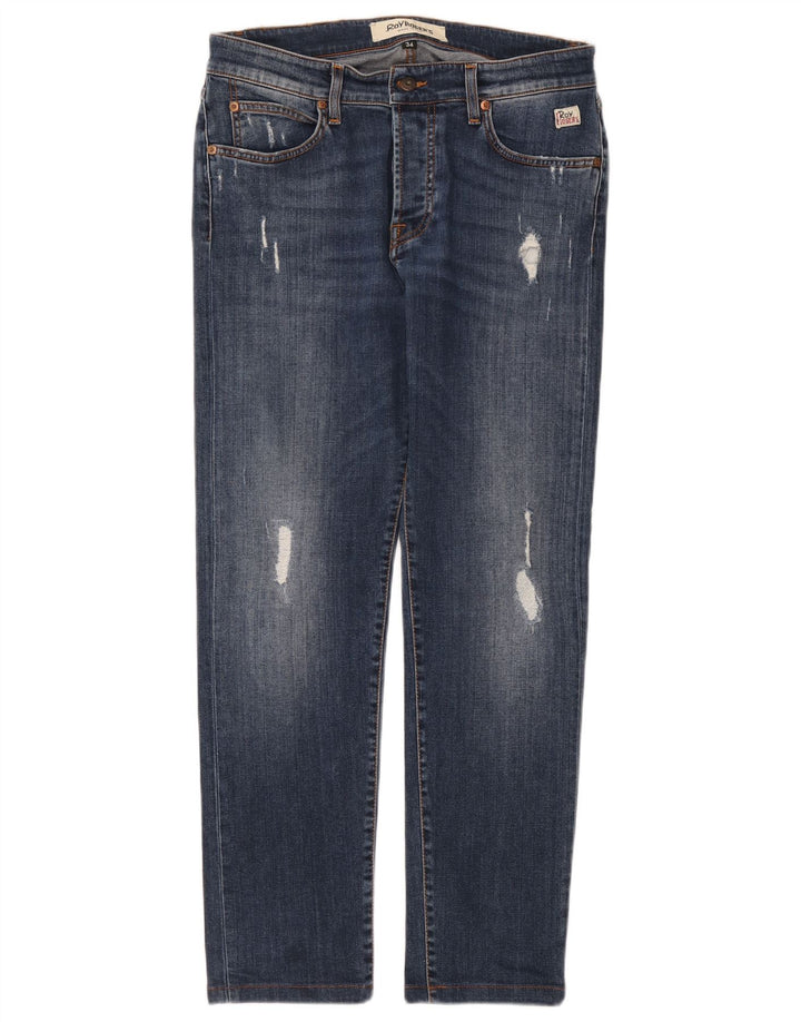 Roy Rogers Mens Distressed Slim Jeans W34 L29 Blue Cotton