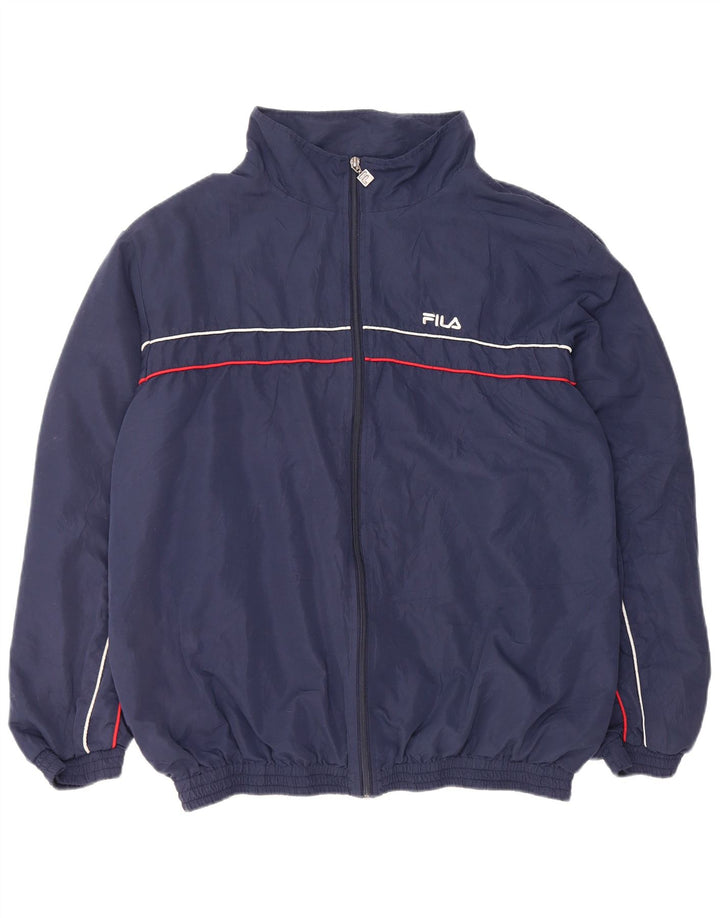 Fila Mens Tracksuit Top Jacket 2XL Navy Blue Striped Polyester Sports