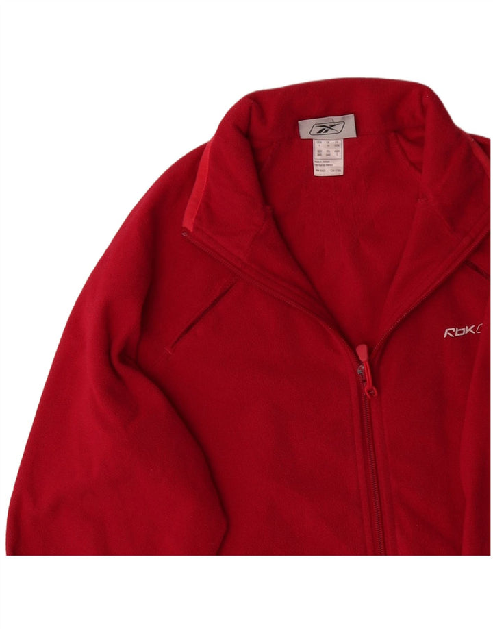 REEBOK Womens Fleece Jacket UK 10 Small Red Polyester