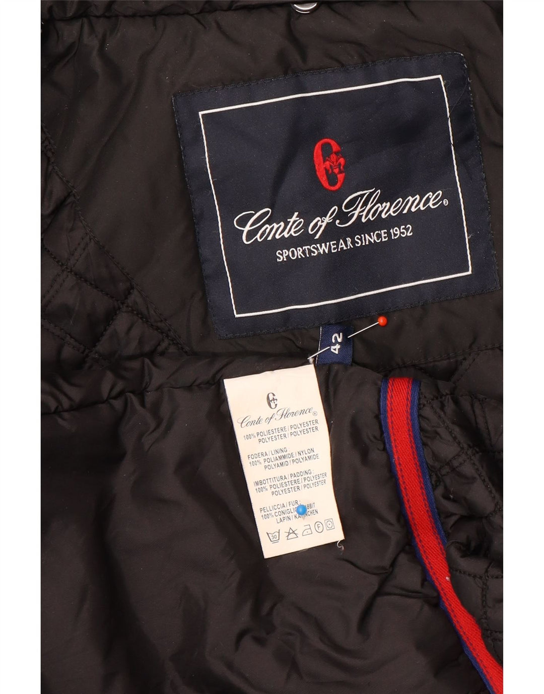 Conte of Florence Womens Overcoat IT 42 Medium Black Nylon