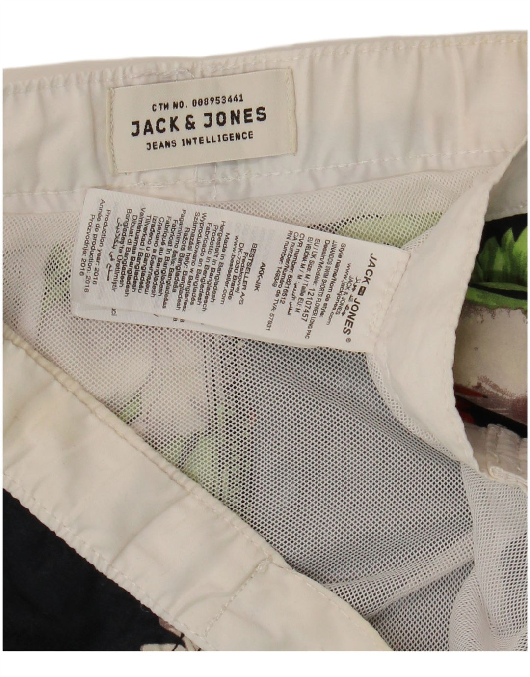 JACK & JONES Mens Swimming Shorts Medium Black Floral Polyester