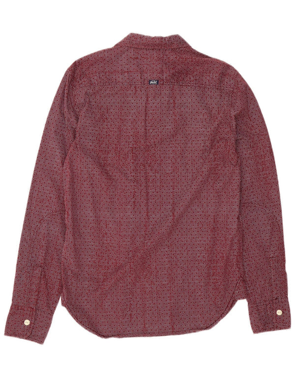 SUPERDRY Mens Shirt Medium Burgundy Spotted Cotton