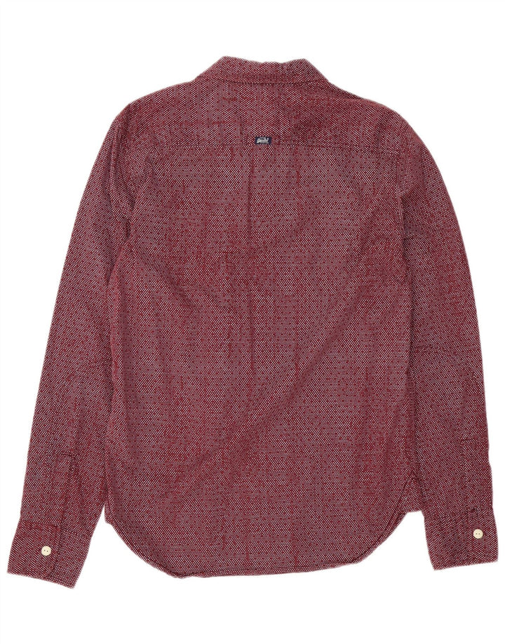 SUPERDRY Mens Shirt Medium Burgundy Spotted Cotton