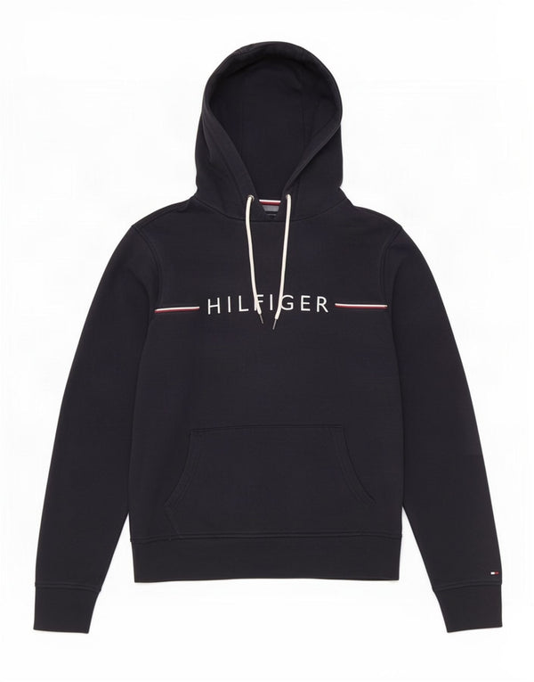 Tommy Hilfiger Mens Graphic Hoodie Jumper Medium Navy Blue Cotton