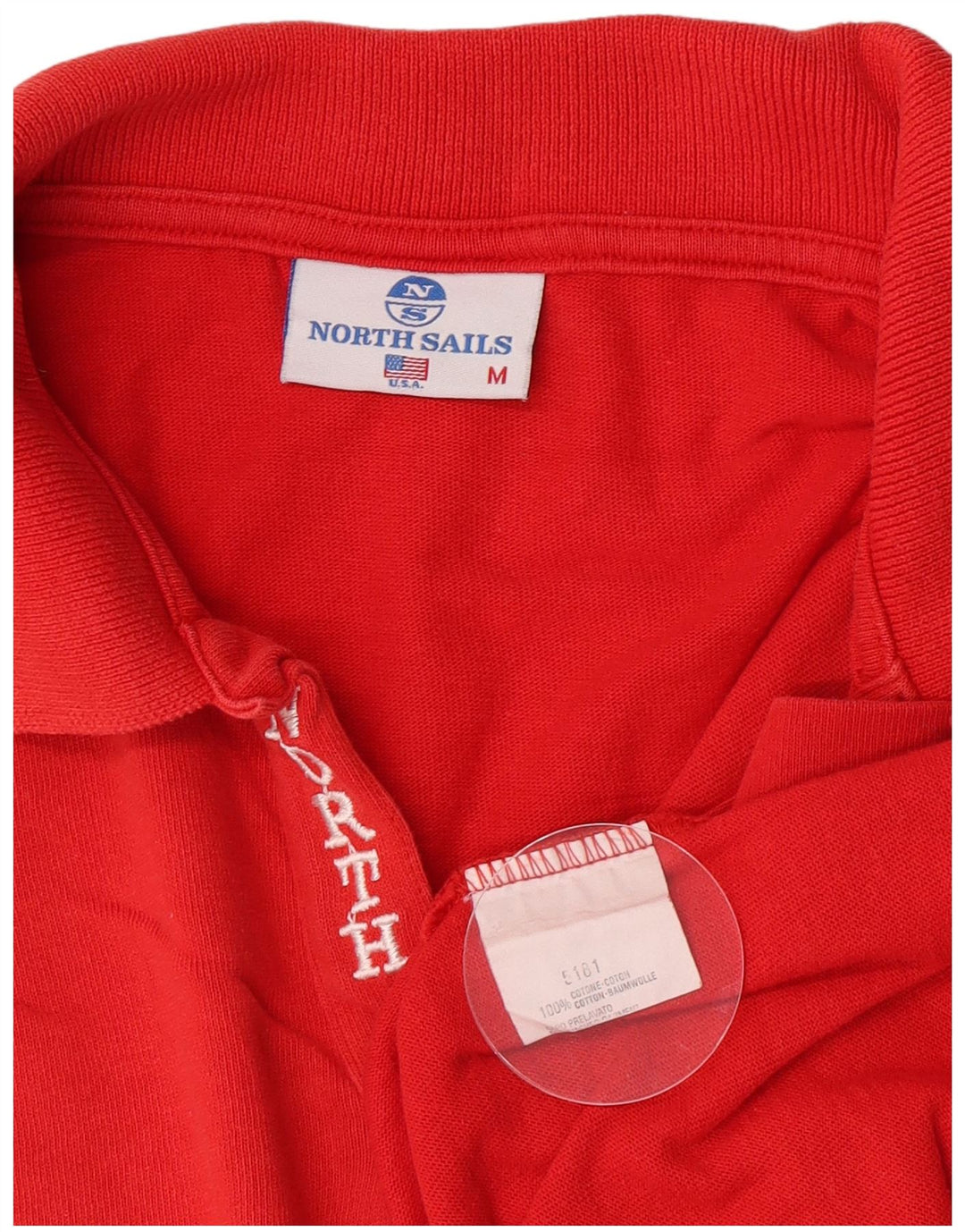 North Sails Mens Long Sleeve Polo Shirt Medium Red Cotton