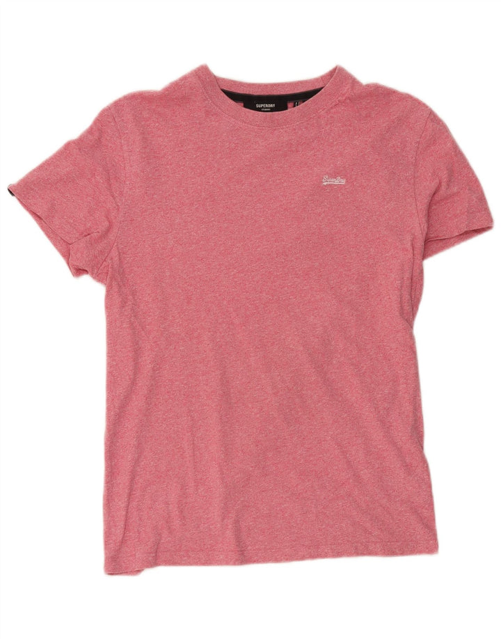 Superdry Mens T-Shirt Top Medium Pink Flecked Cotton