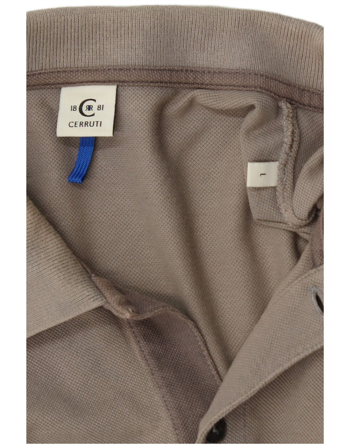 CERRUTI 1881 Mens Graphic Polo Shirt Large Grey Cotton