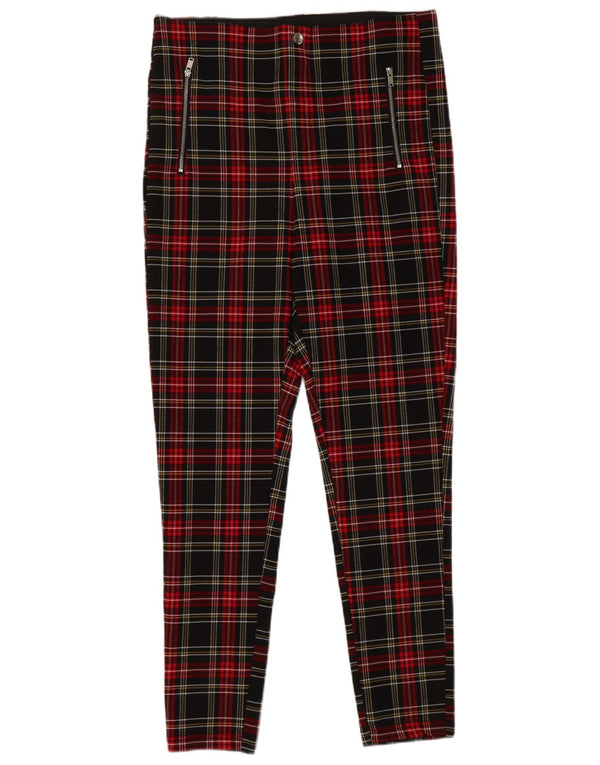 Zara Womens Skinny Casual Trousers XL W36 L27 Black Check Viscose