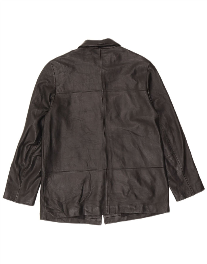 Marks & Spencer Womens Leather Jacket UK 12 Medium Black Leather
