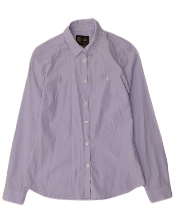 Musto Womens Shirt UK 8 Small Blue Pinstripe Cotton