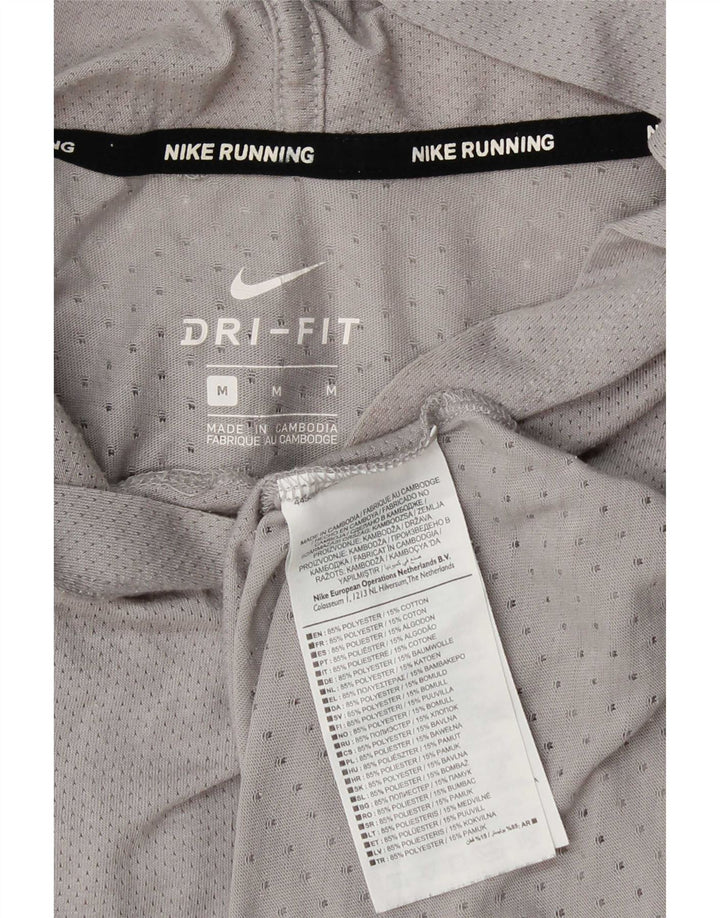 Nike Mens Dri Fit Hooded T-Shirt Top Medium Grey Polyester