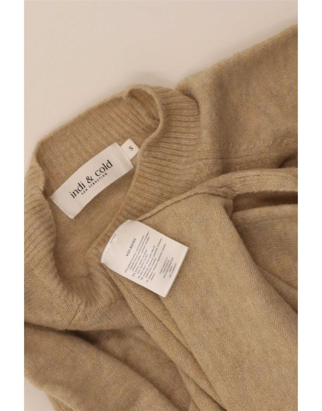 Indi & Cold Womens Oversized Turtle Neck Jumper Sweater UK 10 Small Beige