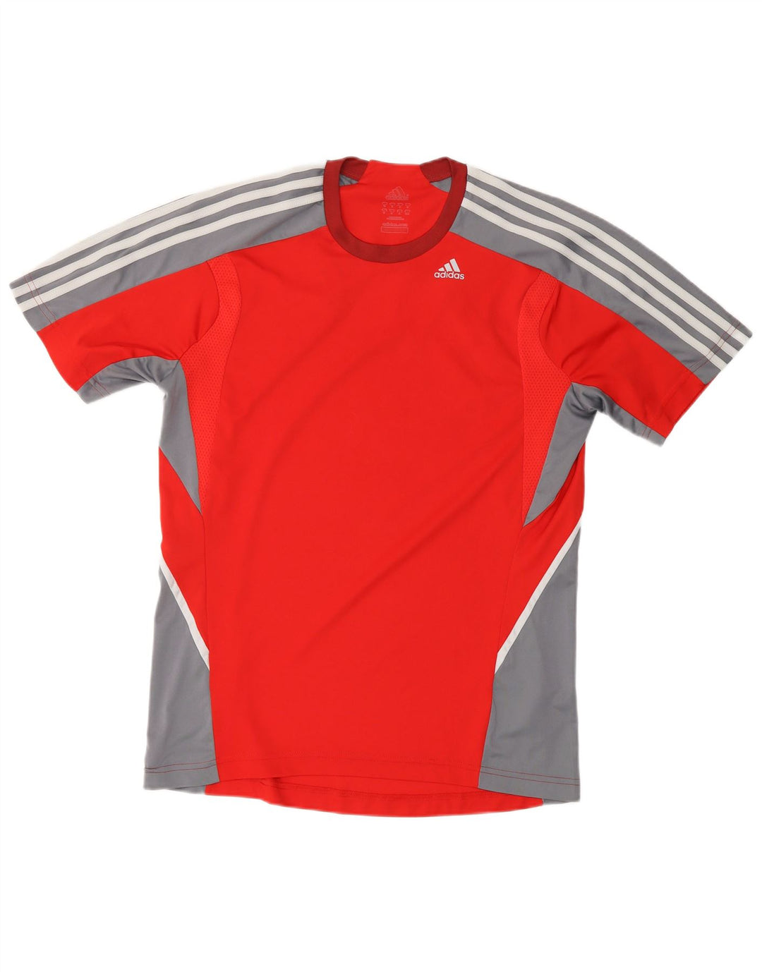 ADIDAS Mens Climalite T-Shirt Top Medium Red Colourblock Polyester