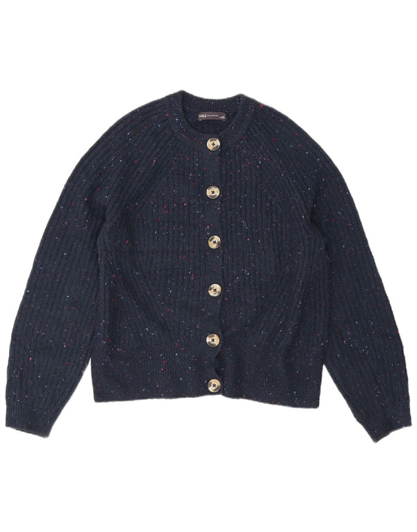 Marks & Spencer Womens Cardigan Sweater UK 14 Medium Navy Blue Flecked