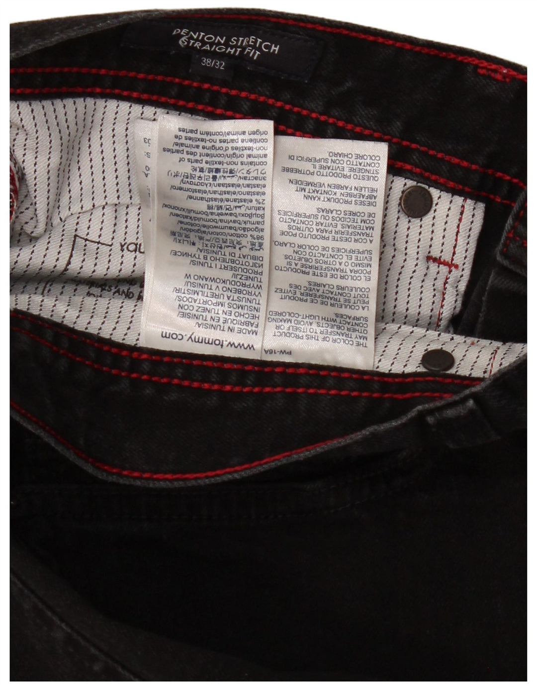 TOMMY HILFIGER Mens Denton Straight Jeans W38 L23  Black Cotton