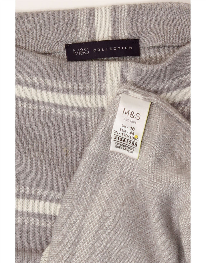 Marks & Spencer Womens Crew Neck Jumper Sweater UK 16 Large Grey Check