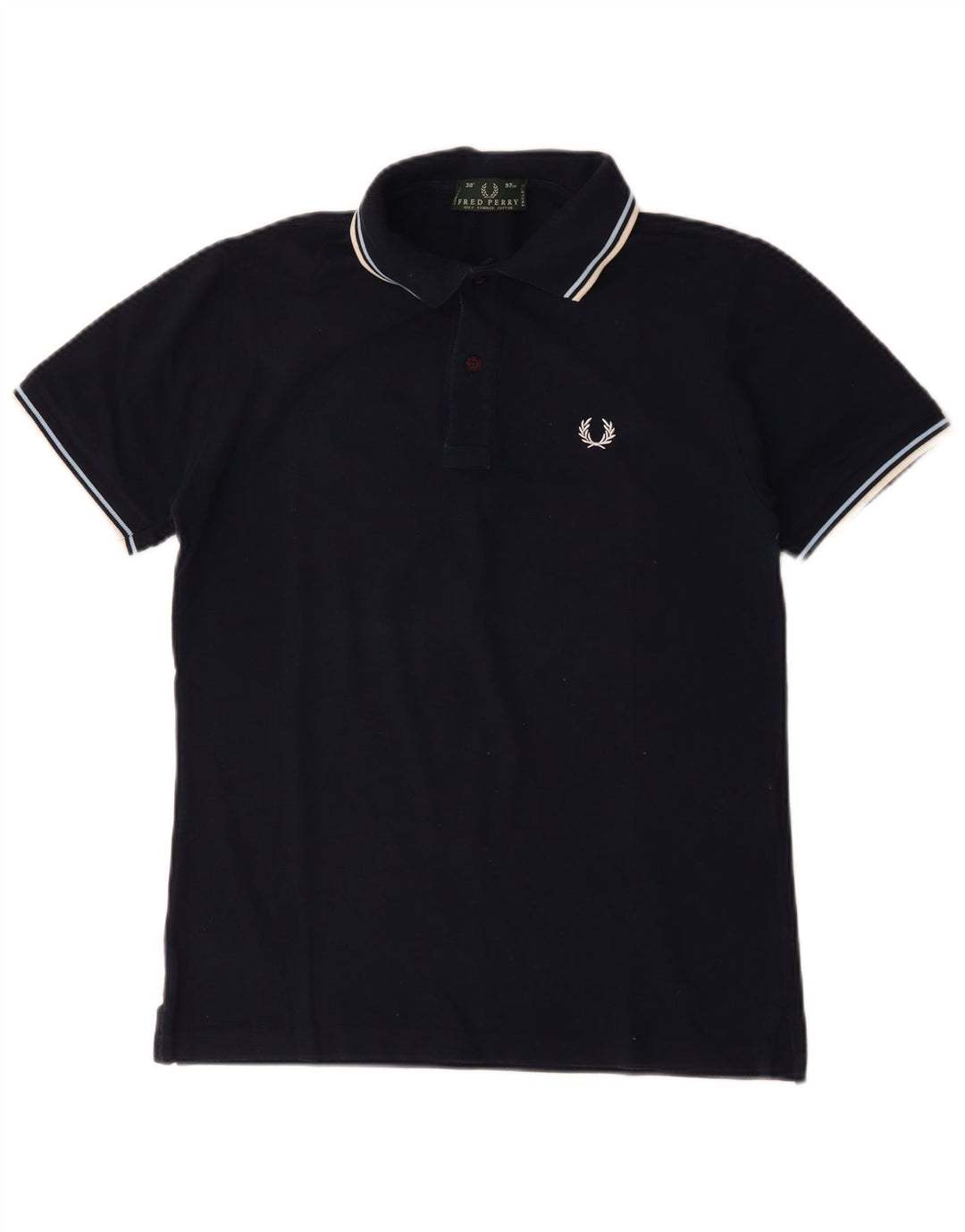 FRED PERRY Mens Polo Shirt Small Navy Blue Cotton