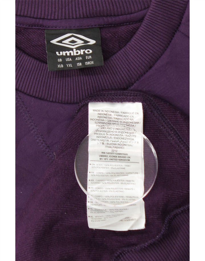 UMBRO Boys Sweatshirt Jumper 12-13 Years XL Purple Polyester Vintage Umbro and Second-Hand Umbro from Messina Hembry 
