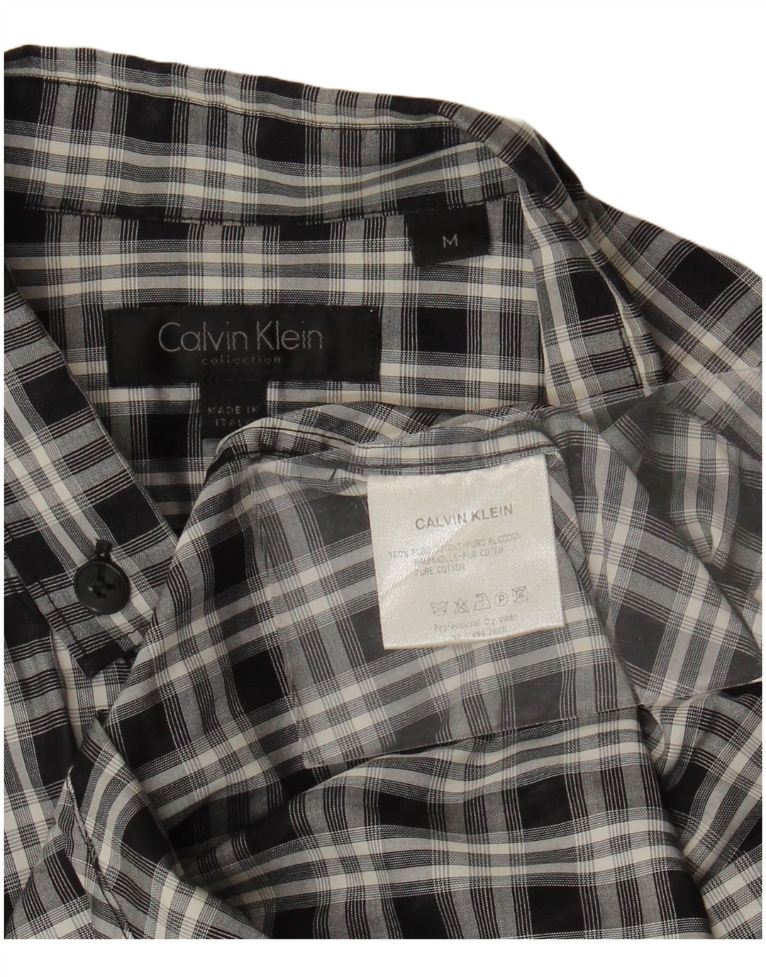 Calvin Klein Mens Shirt Medium Black Check Cotton
