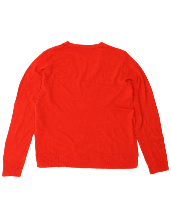 MARKS & SPENCER Womens V-Neck Jumper Sweater UK 14 Large Red Acrylic