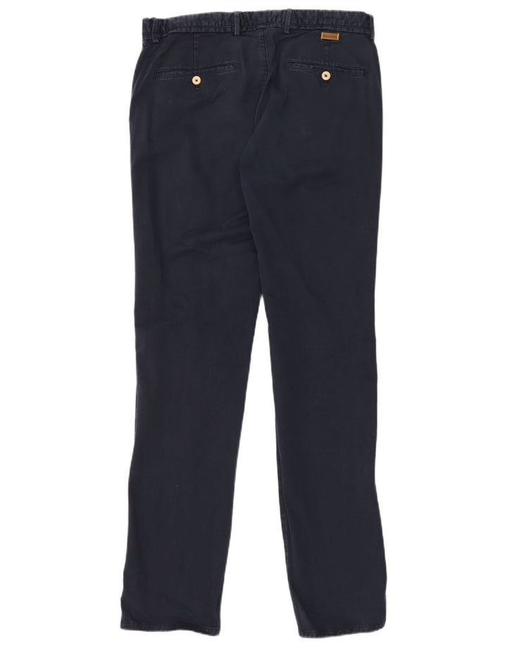 MASSIMO DUTTI Mens Slim Fit Chino Trousers EU 42 Large W32 L34 Navy Blue
