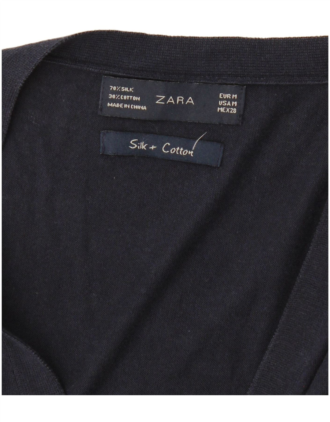 ZARA Womens Cardigan Sweater UK 12 Medium Navy Blue Silk