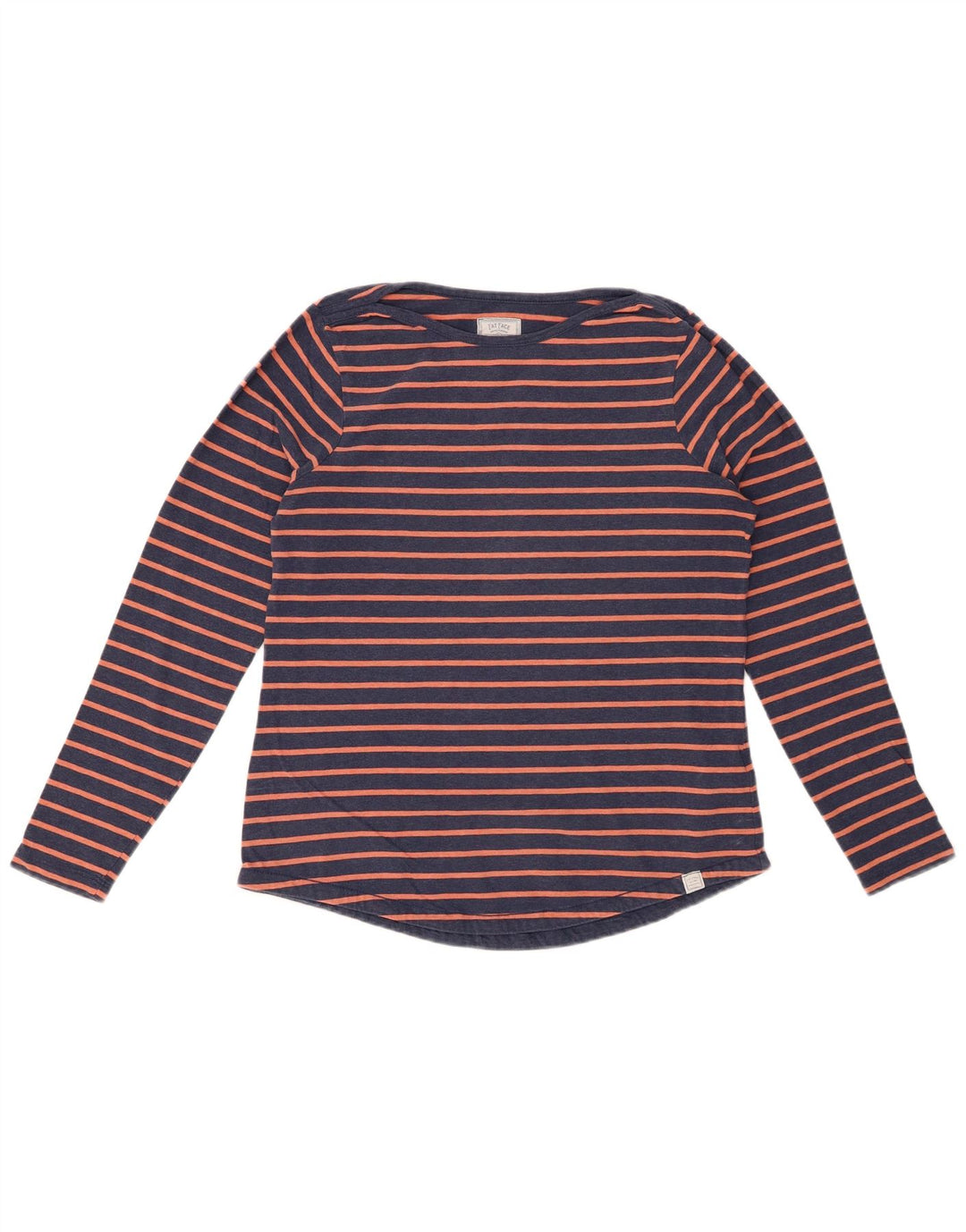 FAT FACE Womens Top Long Sleeve UK 8 Small Navy Blue Striped Cotton