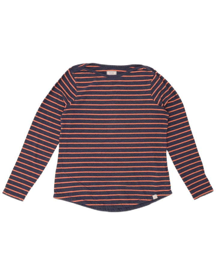 FAT FACE Womens Top Long Sleeve UK 8 Small Navy Blue Striped Cotton