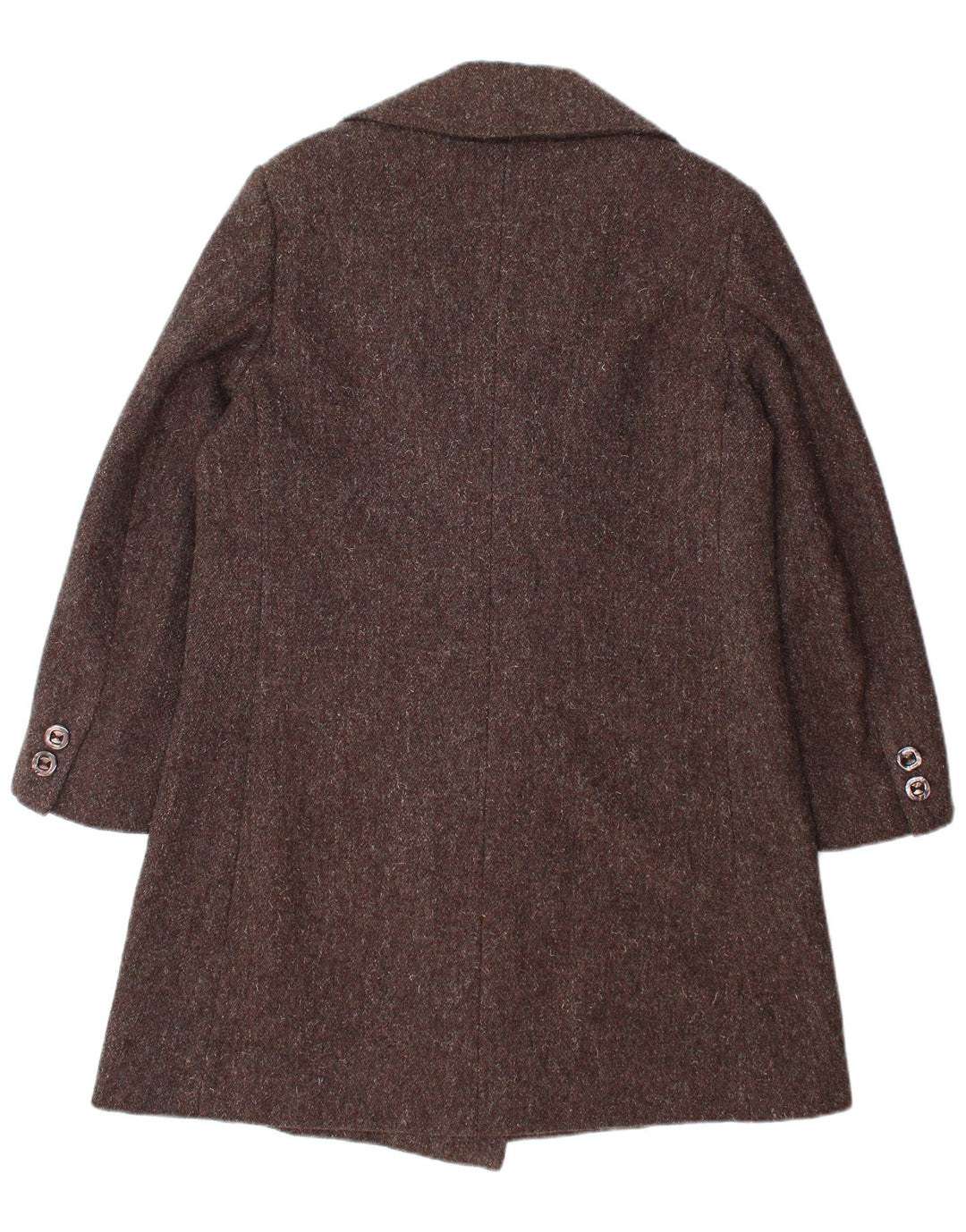 Vintage Womens Double Breasted Coat UK 14 Medium Brown Flecked