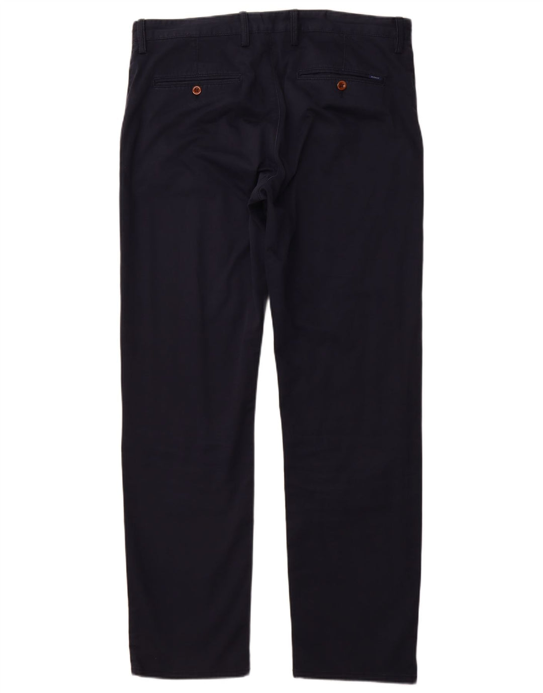 GANT Mens Straight Chino Trousers W36 L34 Navy Blue Cotton