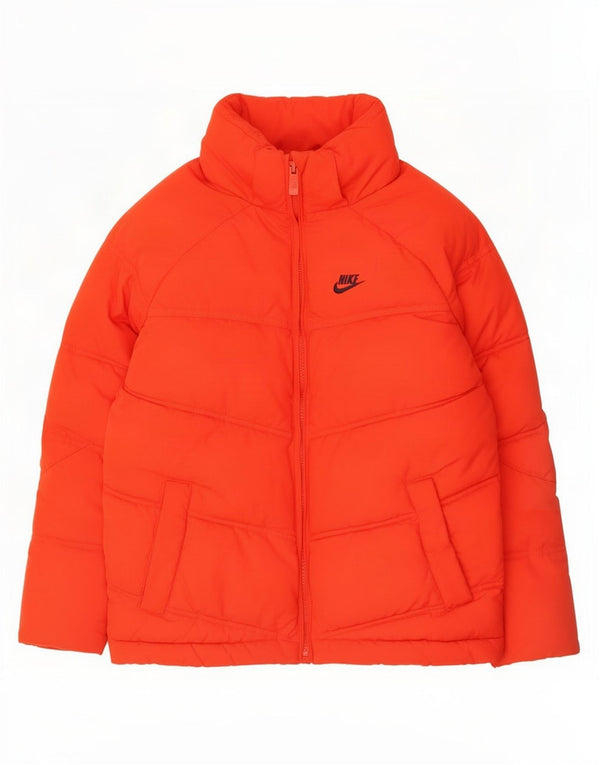 Nike Boys Hooded Padded Jacket 8-9 Years Small Red Polyester