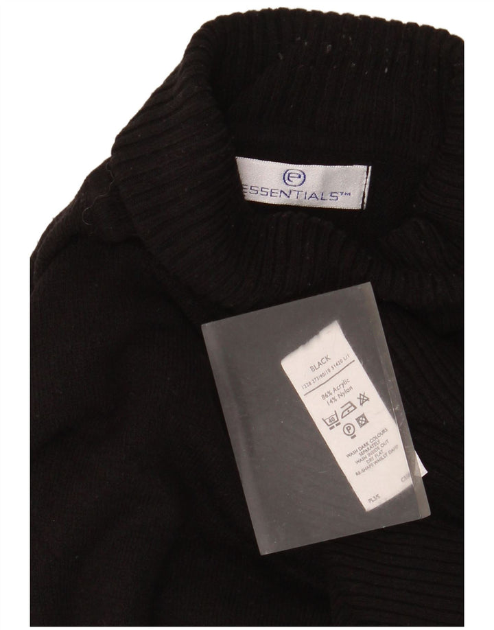 Essentials Womens Roll Neck Jumper Sweater UK 14 Medium Black Acrylic