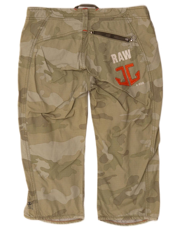 G-Star Womens Low Waist Bermuda Cargo Shorts Small W30 Khaki Camouflage