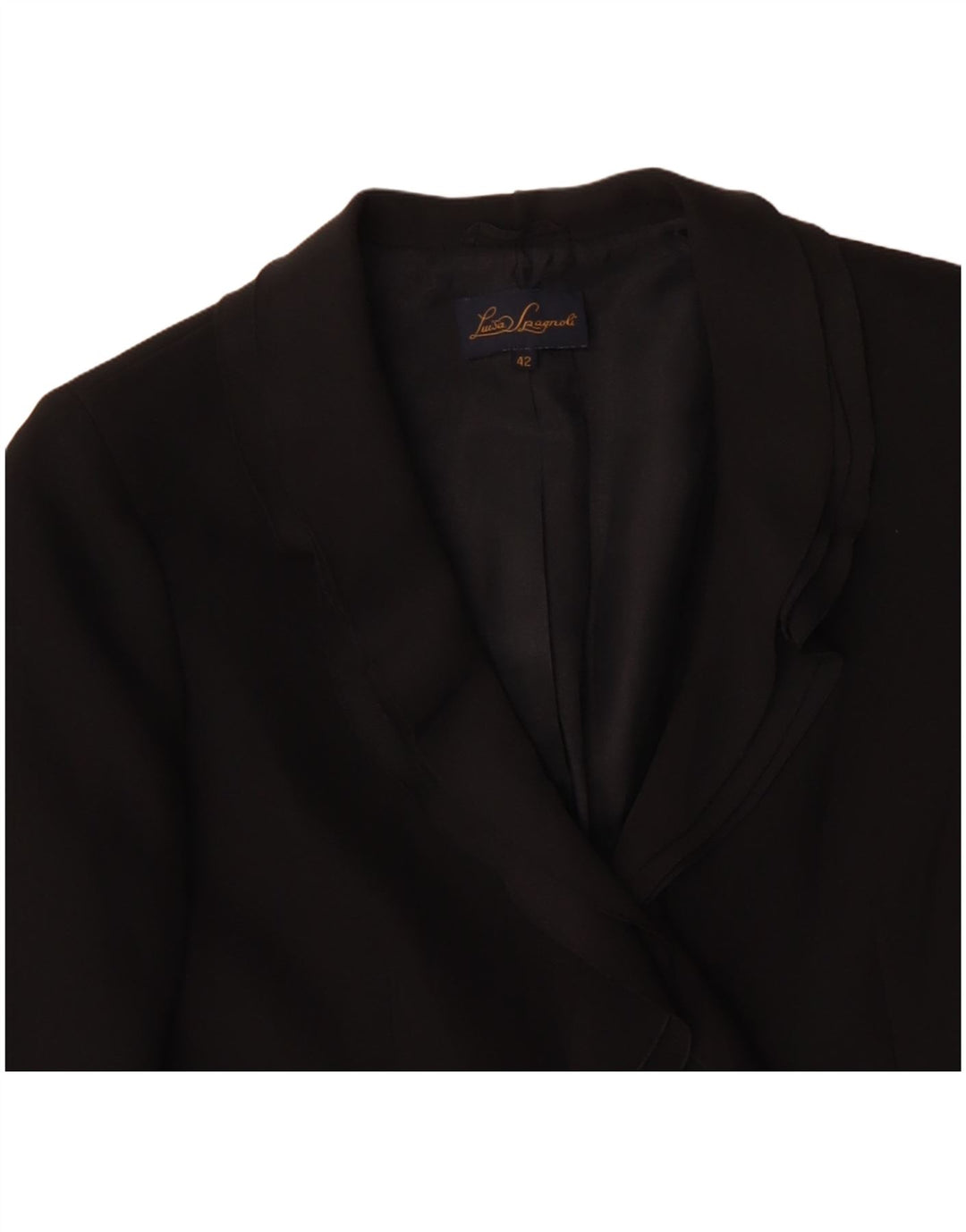 LUISA SPAGNOLI Womens 2 Button Blazer Jacket IT 42 Medium Black Polyester