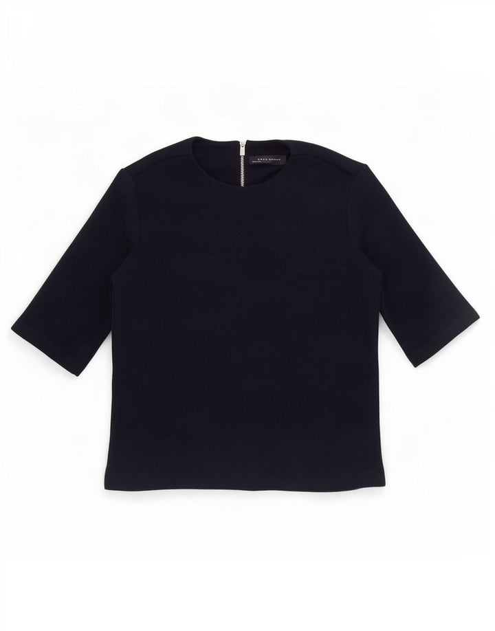 Zara Womens Blouse Top UK 10 Small Navy Blue