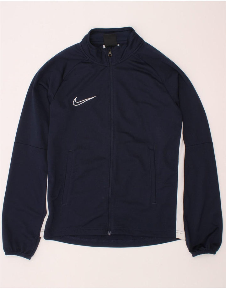 NIKE Boys Dri Fit Tracksuit Top Jacket 10-11 Years Medium Navy Blue