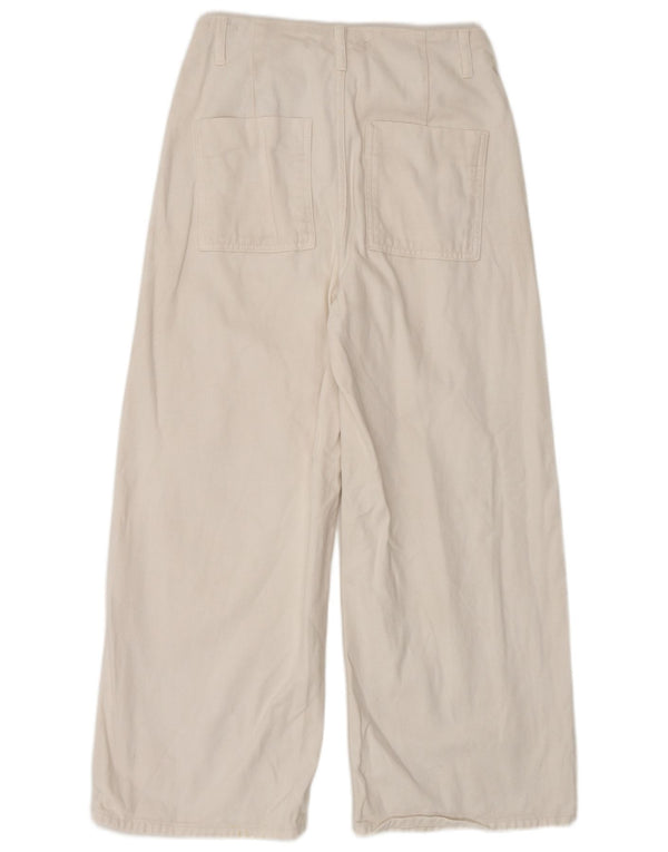 Zara Womens High Rise Wide Leg Jeans EU 36 XS W26 L26 White Cotton