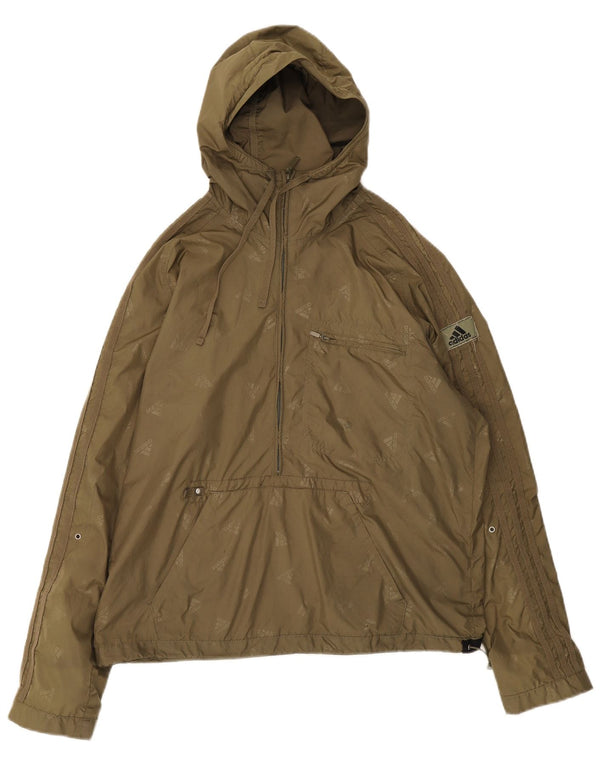 Adidas Mens Hooded Graphic Anorak Jacket UK 38 Medium Khaki Spotted