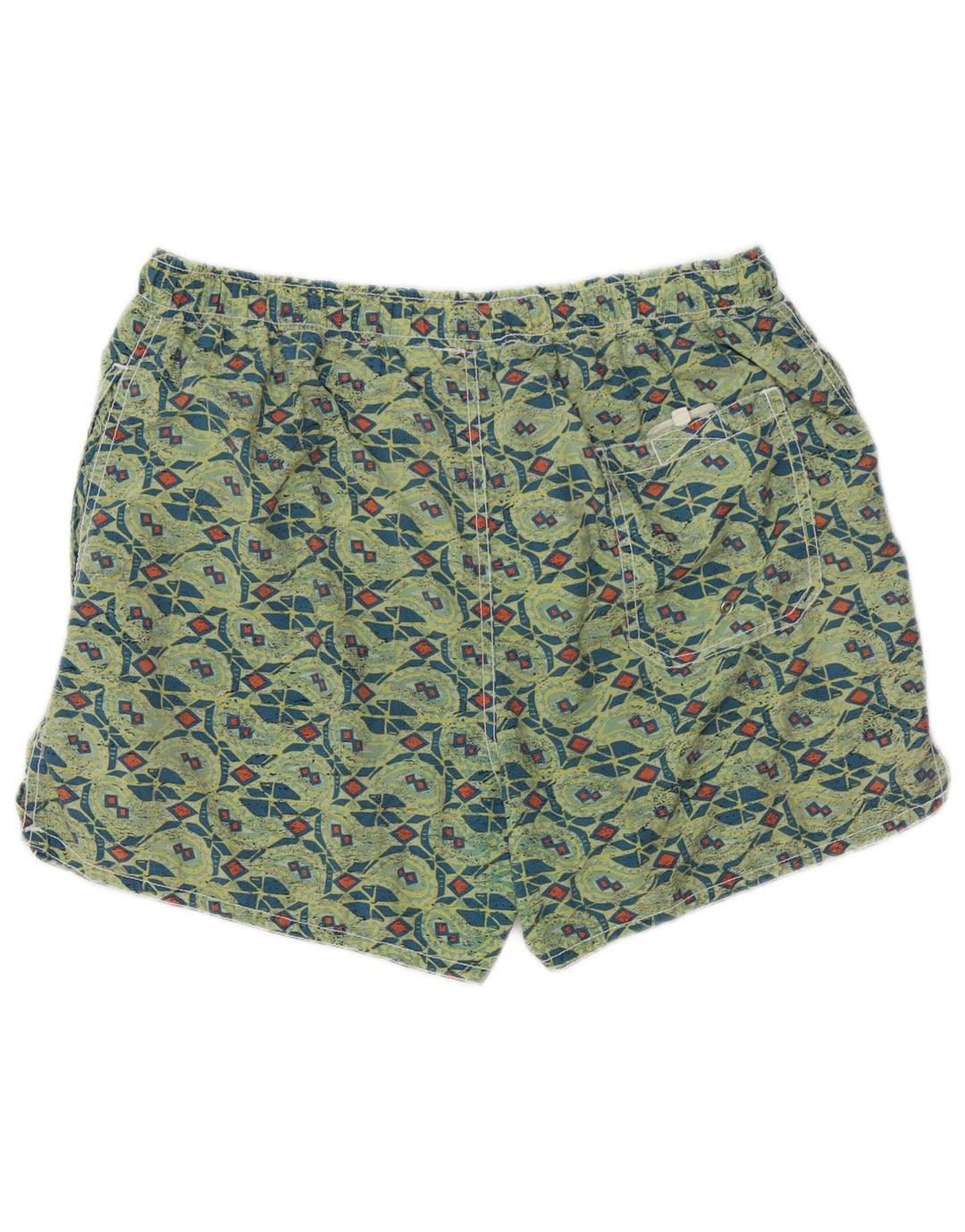 SANTO STEFANO Mens Swimming Shorts Medium  Green Geometric Polyamide