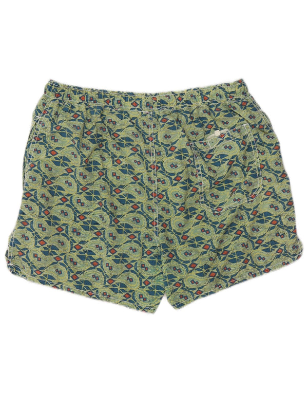 SANTO STEFANO Mens Swimming Shorts Medium  Green Geometric Polyamide