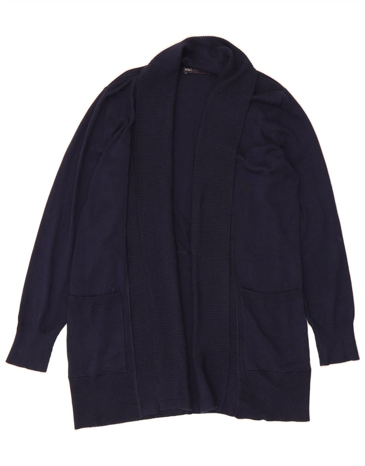 MARKS & SPENCER Womens Longline Cardigan Sweater UK 14 Medium Navy Blue Vintage Marks & Spencer and Second-Hand Marks & Spencer from Messina Hembry 