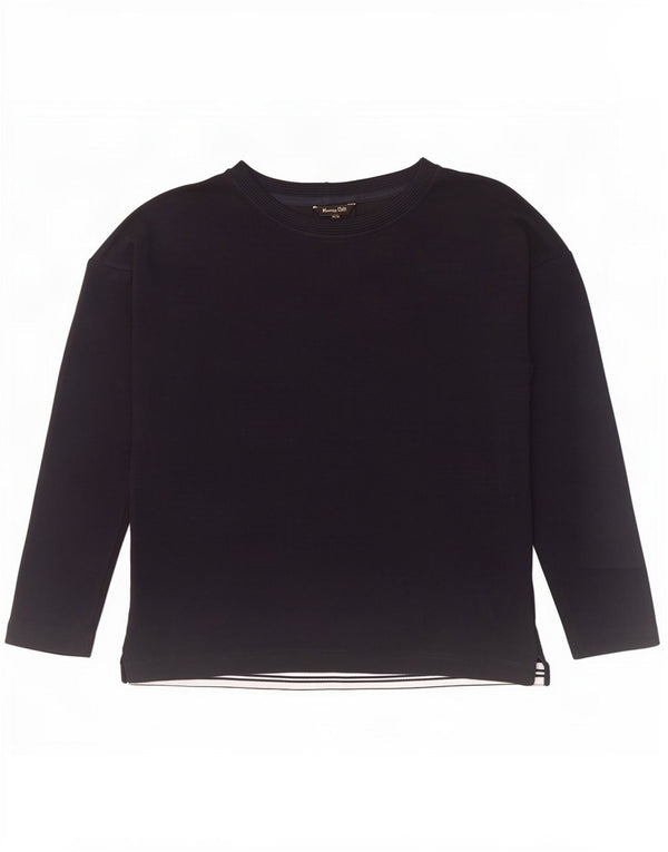 Massimo Dutti Womens Oversized Top Long Sleeve UK 6 XS Navy Blue Viscose
