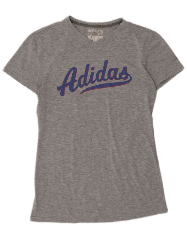 Adidas Womens Graphic T-Shirt Top UK 12 Medium Grey Polyester