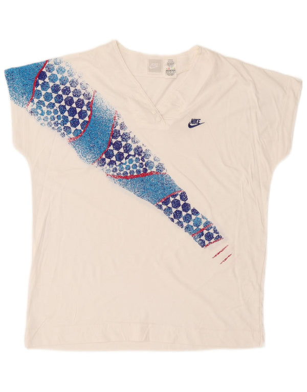 Nike Womens Graphic T-Shirt Top US 10/12 Medium White Geometric Cotton