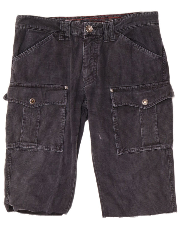 NORTH SAILS Mens Cargo Shorts IT 48 Medium W34 Navy Blue Houndstooth