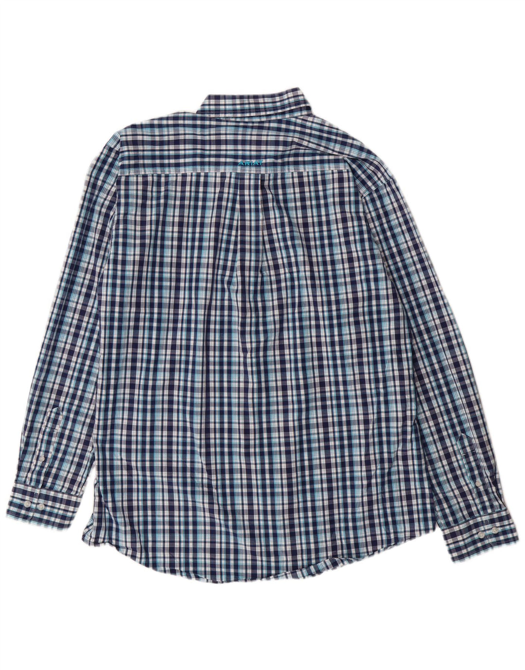Ariat Mens Fitted Shirt XL Blue Check Cotton