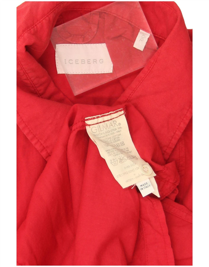 Iceberg Womens Short Sleeve Shirt UK 20 2XL Red Cotton